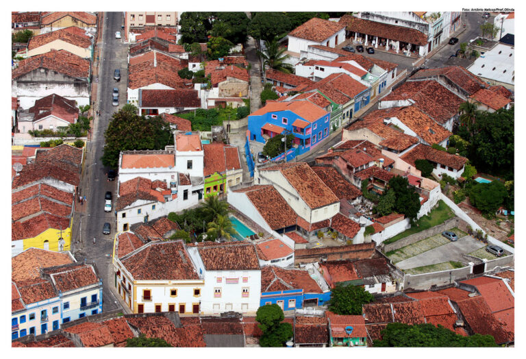 Vista aérea da região dos Quatro Cantos, no Sítio Histórico de Olinda, Pernambuco